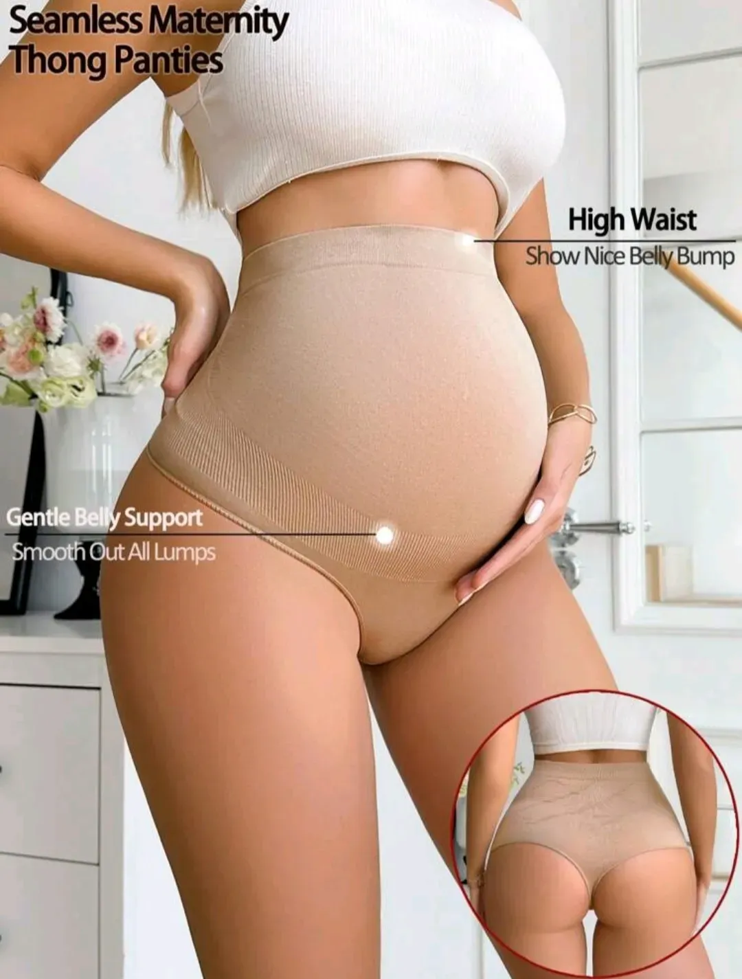 Blummer de embarazo sin costuras con control de abdomen de cintura alta, foto 2